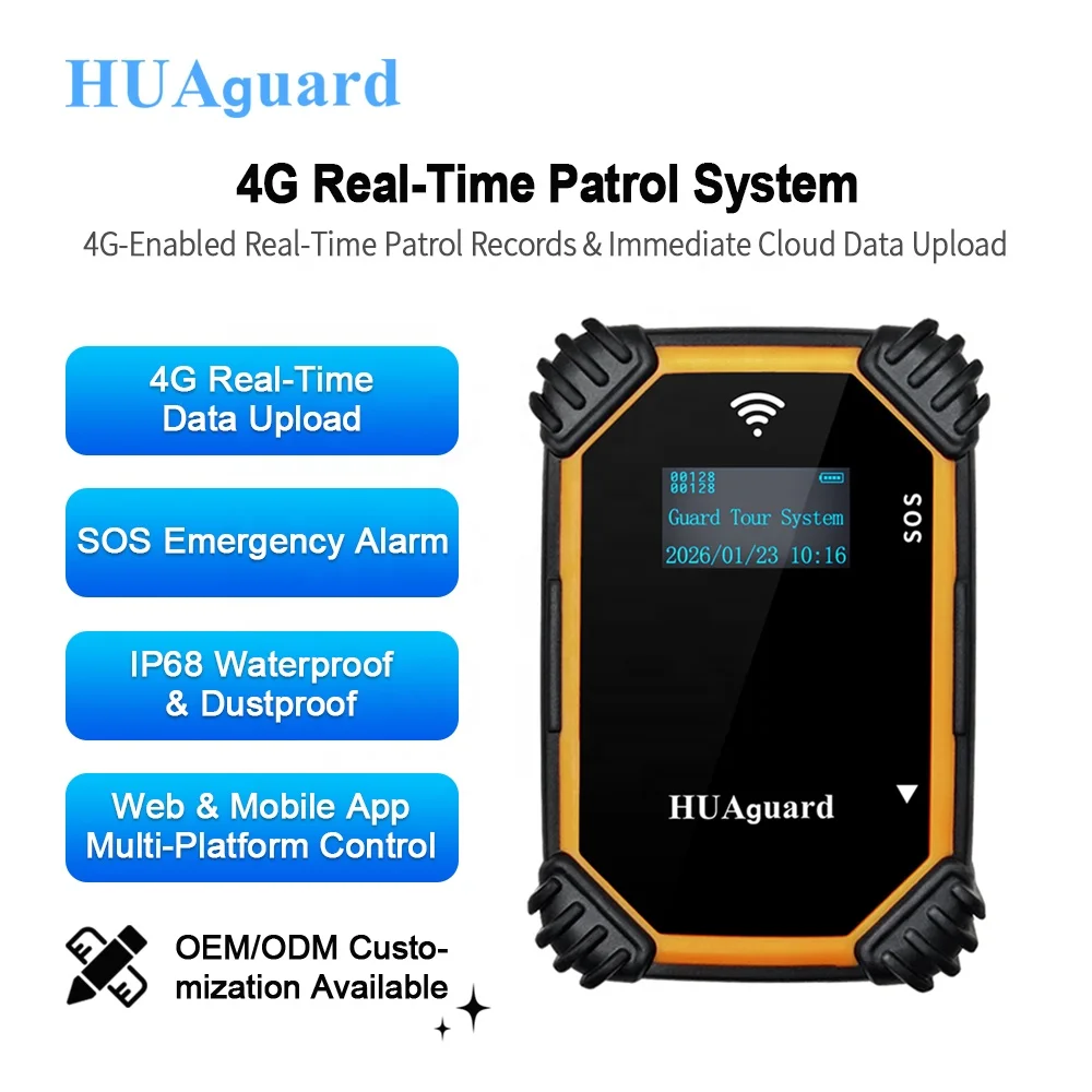HUAguard HUA-K2 4G Security Guard System OLED Display 1800mAh Battery Real-Time Patrol Data Upload For Guard Patrol