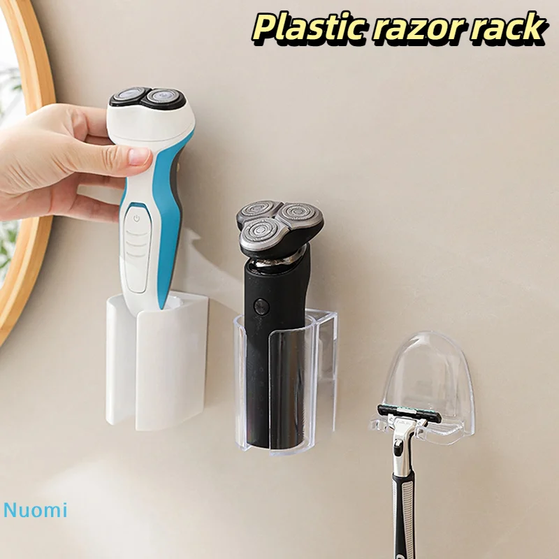 

Electric Shaver Holder Wall-Mounted Plastic Manual Razor Toothbrush Stand Rack Space Saving Storage Bathroom Organizer
