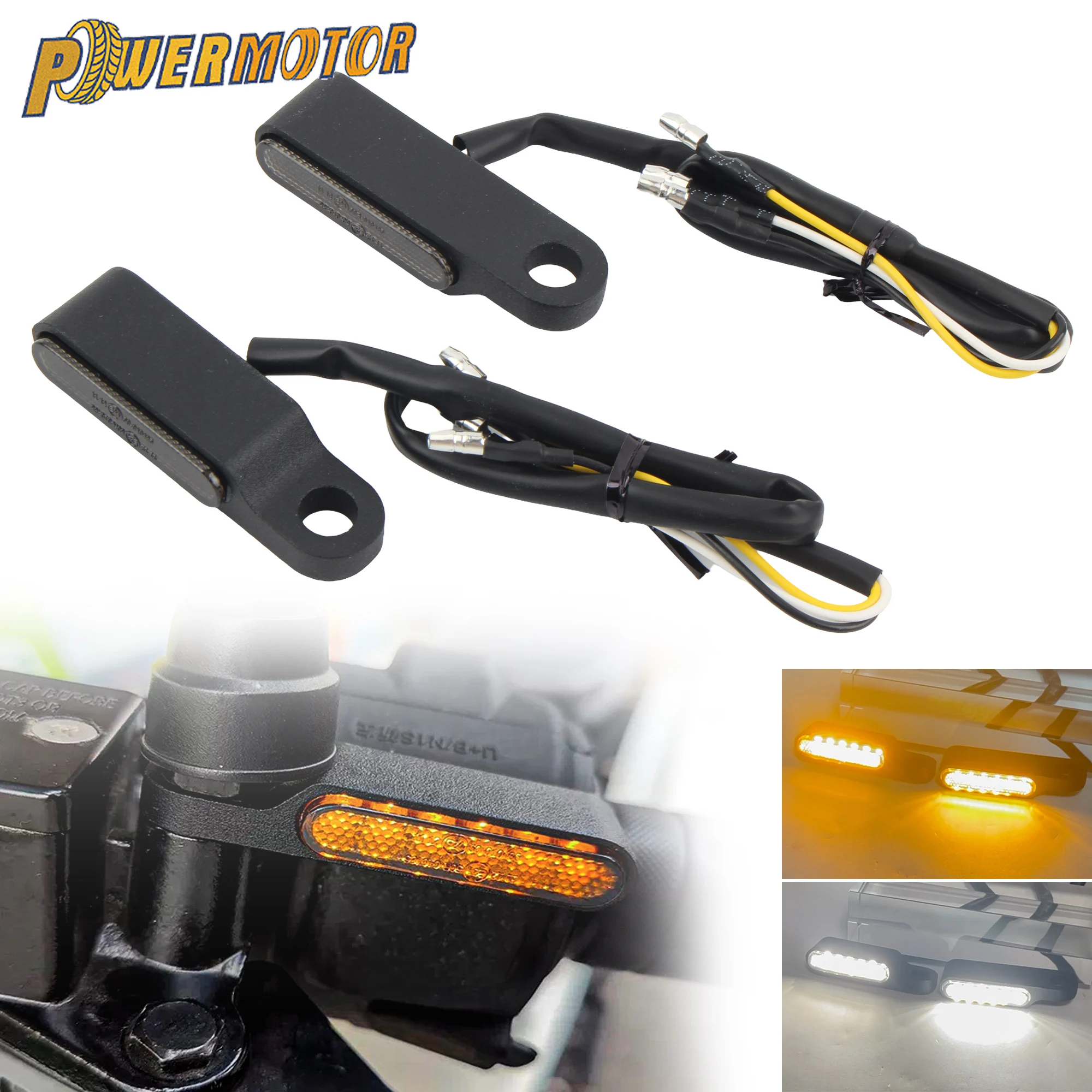 

Motorcycle Handlebar Turn Signal Mini LED Amber/White Flasher Flowing Indicator Lights 8mm Hole Universal Motorbike Accessories