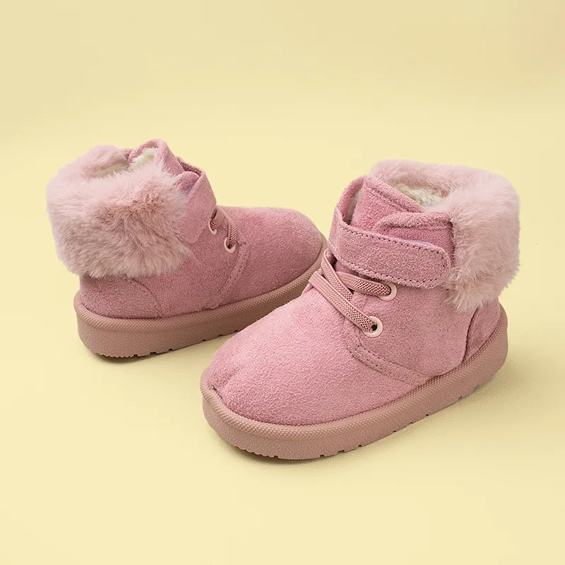 Baby Winter Snow Boots Girls Soft Warm Suede Upper Short Boots Boys Retro Flip Over Boots Infant Cotton Shoes For Cold Winter