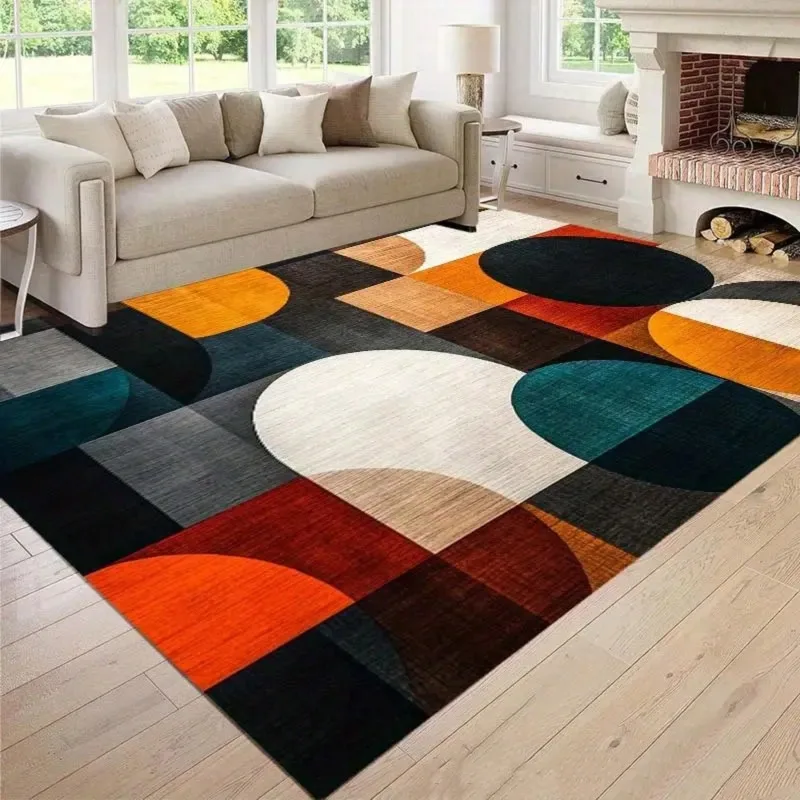 Tapis décoratif d'art moderne, tapis décoratif géométrique coloré, antidérapant, pour la maison, le salon, les chambres à coucher, les études et les terrasses