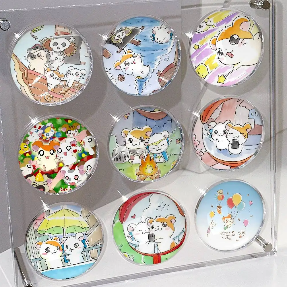 Cute Cartoon Hamtaro Kawaii Hamster Laser Round Badge Exquisite Spot Goods