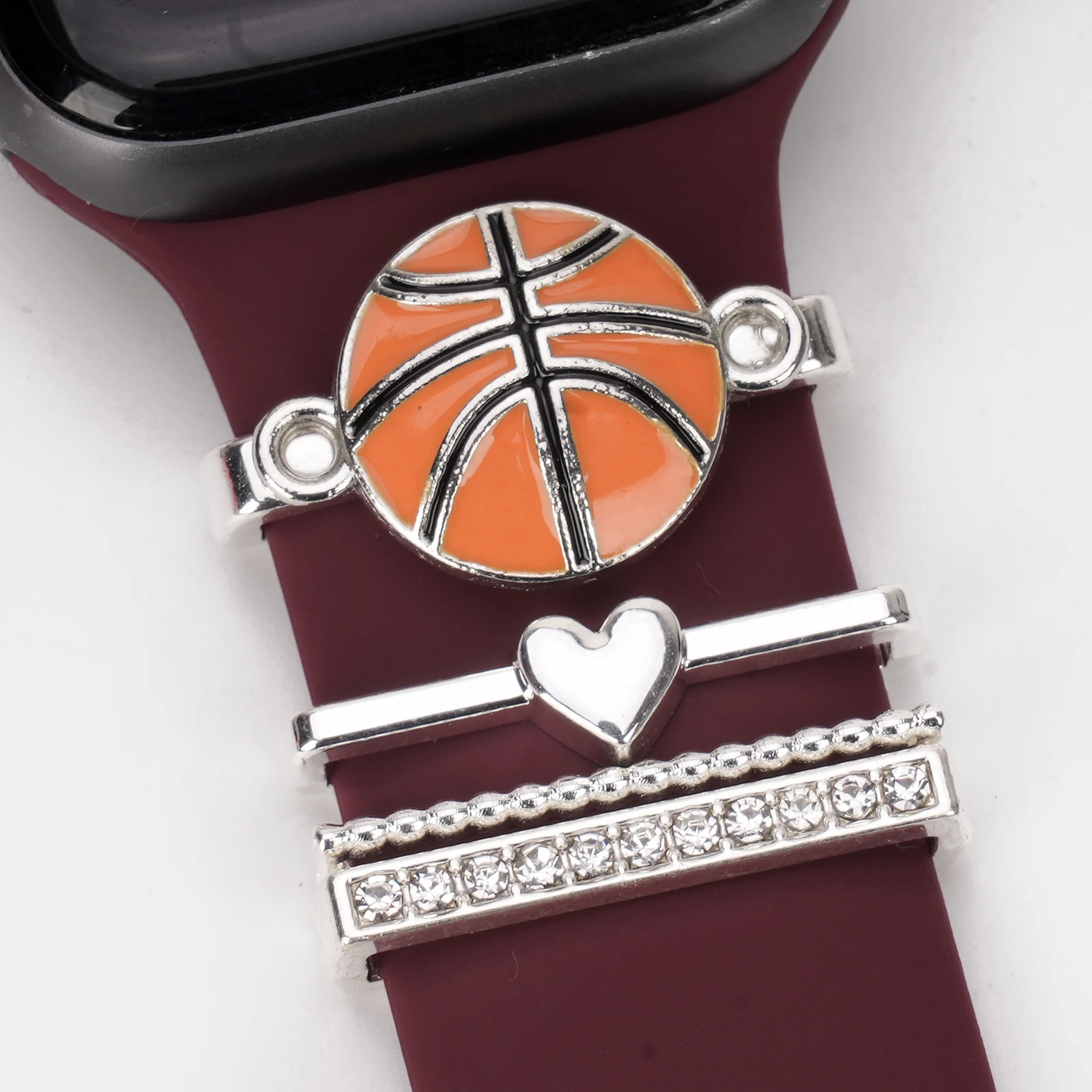 Fashion Basketball Charm Watchband Decoration Ring, Fit IWatch Strap & Galaxy Watch Band Accessories Sportsman Party Gift