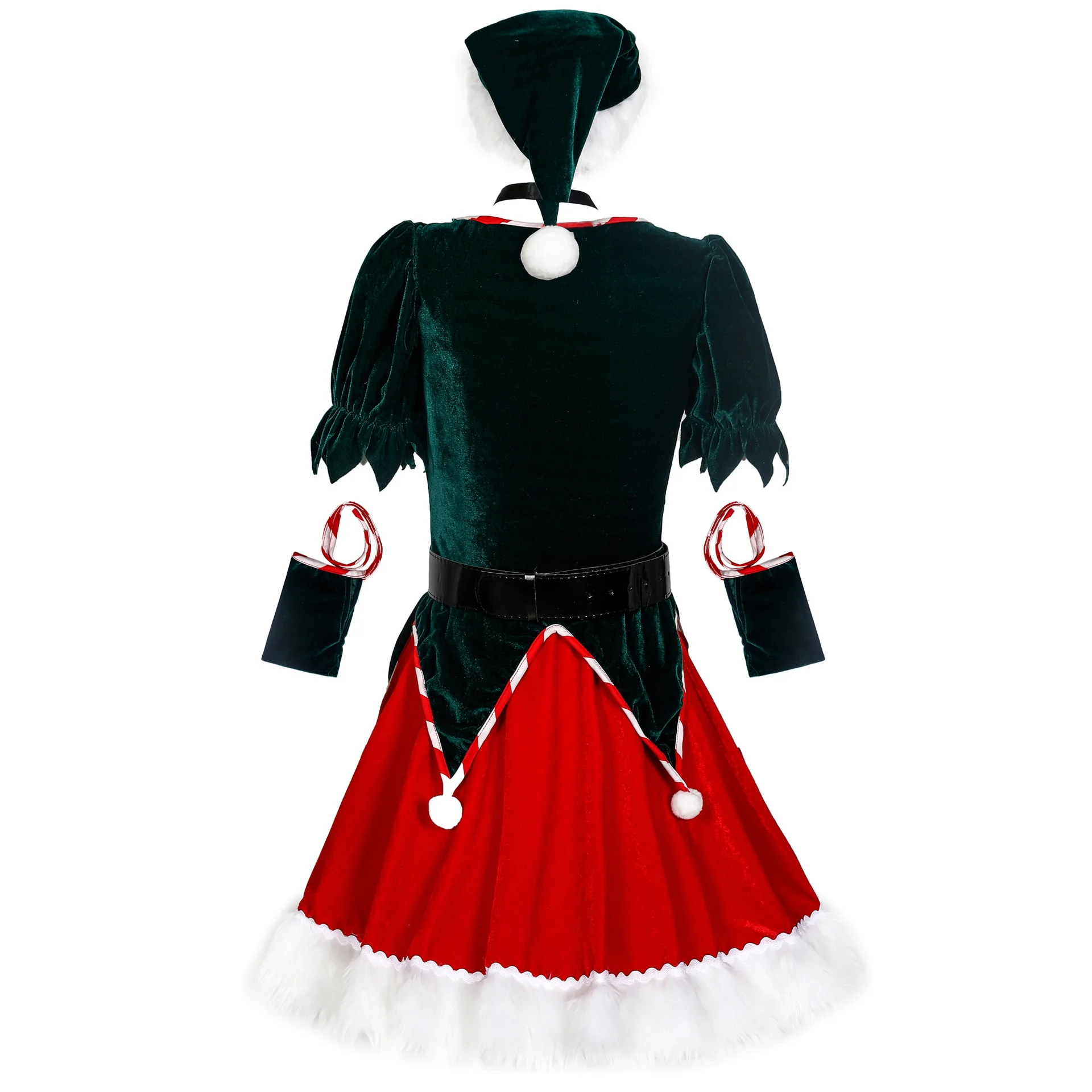 Volwassen Vrouwen Santa Claus Kostuum Kerst Brutale Elf Outfit Santa 'S Helper Fluwelen Groene Cosplay Jurk Halloween Fancy Dress