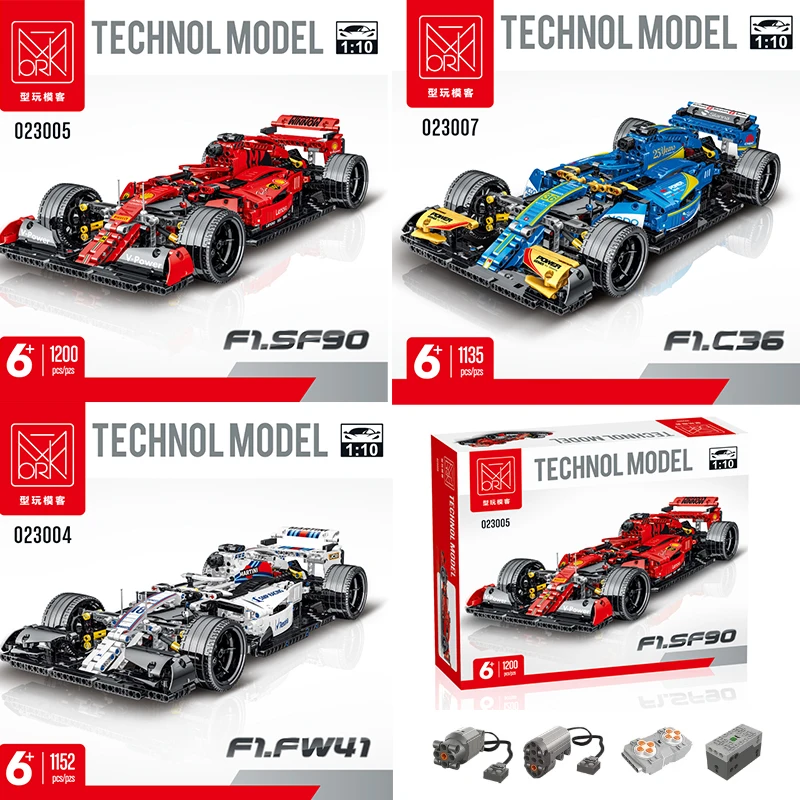 1200pcs Technical 023005 Formula Cars Red F1 Building Blocks Sports RC Racing Cars Super Model Bricks Toys for Kids Boys Gifts