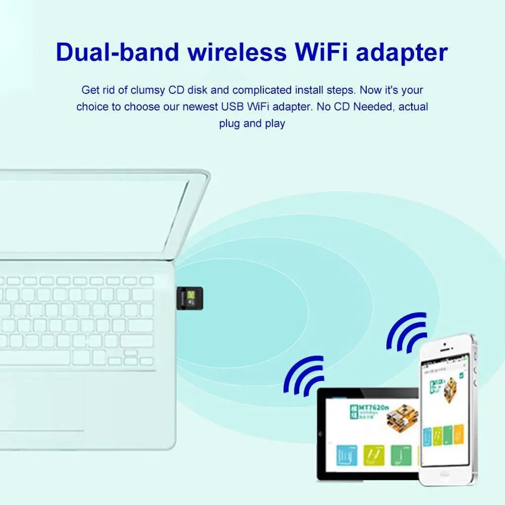 Adaptateur Wifi USB 600Mbps, pilote gratuit, antenne 5 Ghz, adaptateur Ethernet USB2 pour PC, Dongle récepteur Wifi AC