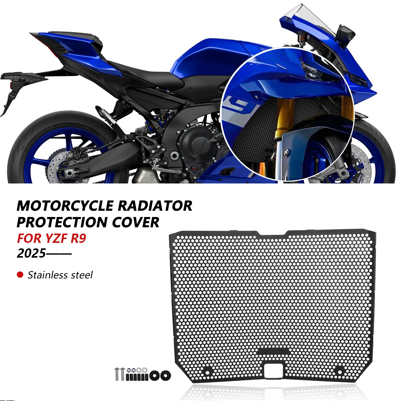 

Motorcycle Radiator Grille Guard Covers Oil Cooler Cooling Radiator Shield Protector For YZF-R9 2025 YZF R9 YZFR9 2025