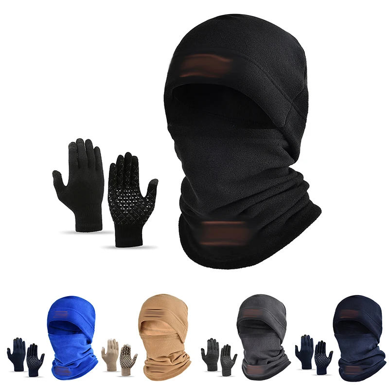 قبعات الخريف والشتاء الدافئة، القفازات، قبعات ركوب الخيل، قبعات المشي لمسافات طويلة سميكة مقاومة للبرودة للرجال والنساء، مجموعات من ثلاث قطع