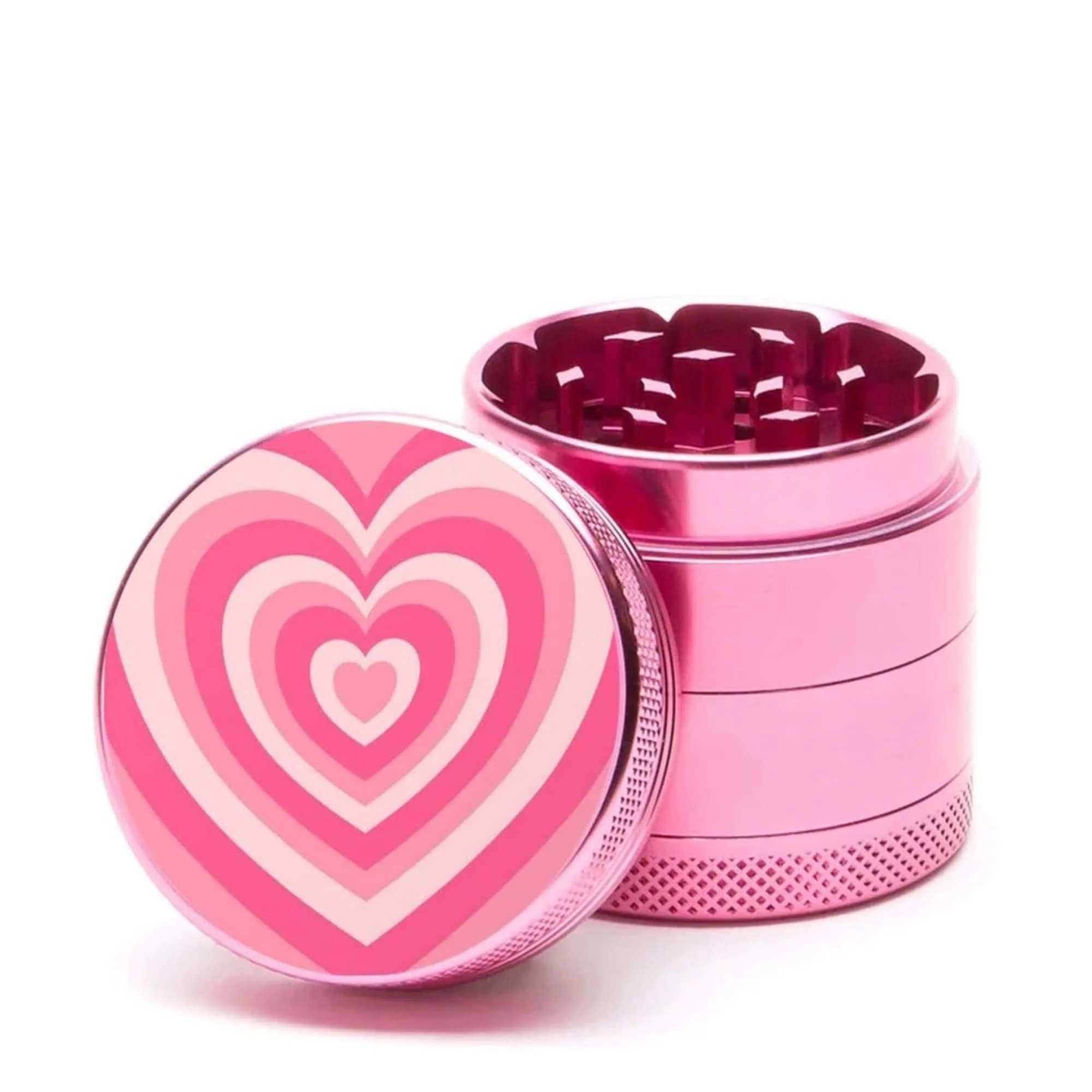 Pink Heart Aluminum Herb Grinder, Four Piece Grinder, Girly Smoking Accessories for Tobacco-40mm view 3