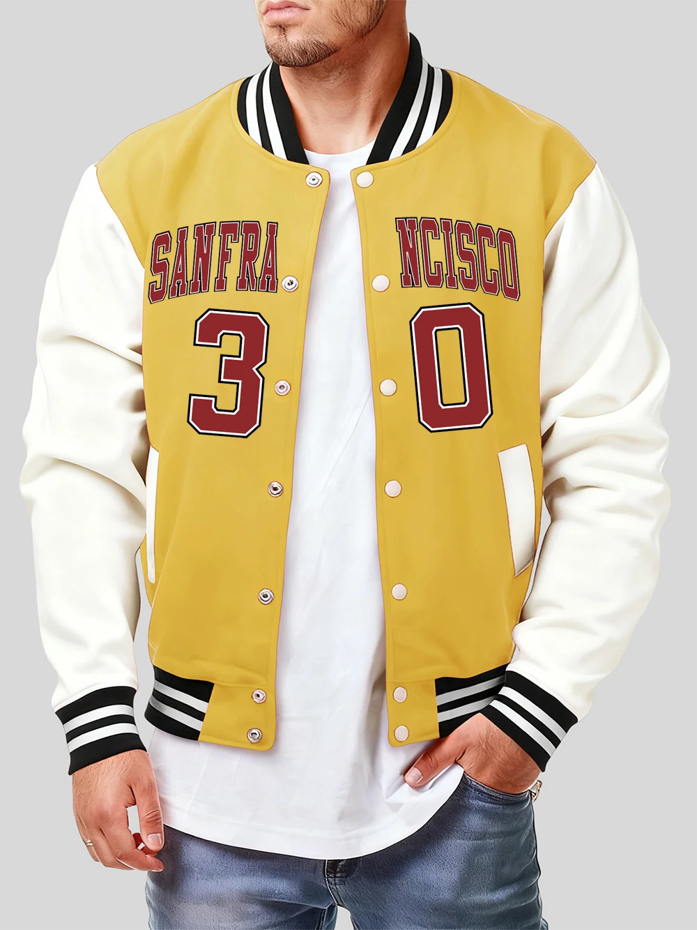 

Sanfrancisco 30 Prints Baseball Jersey Mens Basics Pocket Cotton Coats Street Loose Jackets Winter Fleece Warm Men'S Clothes