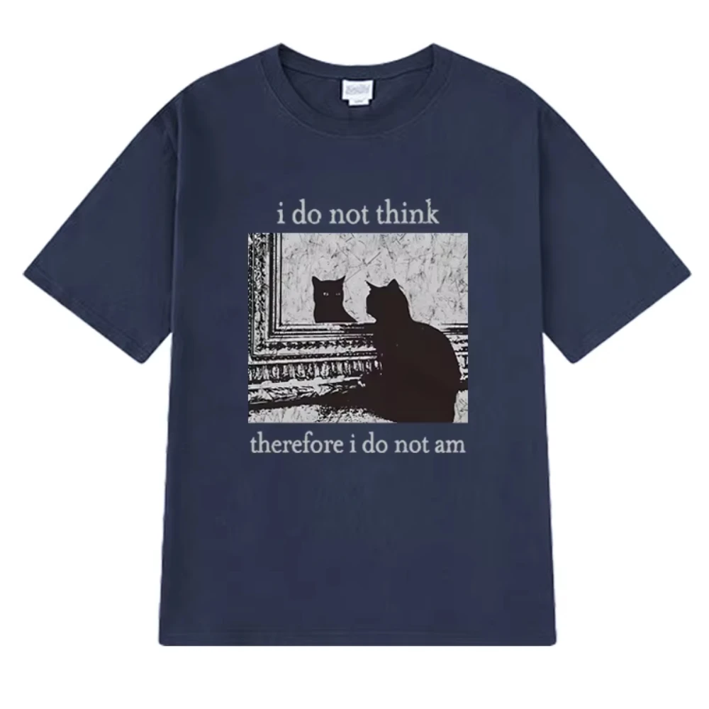 الرجال النساء لا أعتقد لذلك أنا لا رسالة القط مضحك ميمي تي شيرت للجنسين Harajuku موضة قصيرة الأكمام تي شيرت بلايز #3