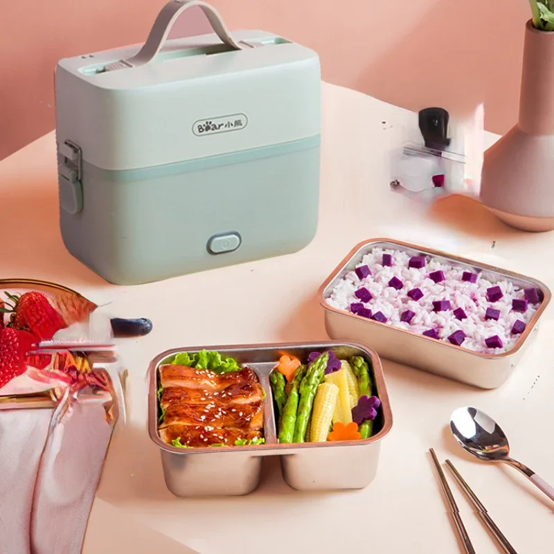 Electric Lunch Box Thermal Insulation Plug-in Electric Heating Self-Heating Cooking Heating up Appliance with Rice Cooker