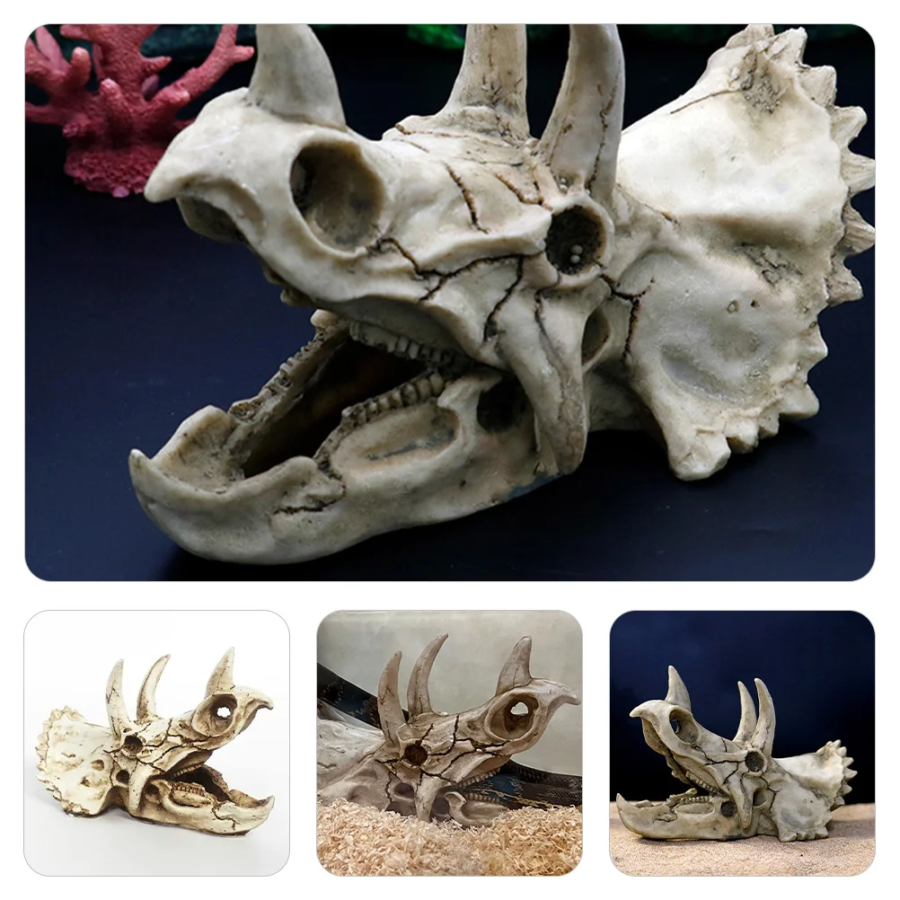 

Realistic Dinosaur Skull Resin Aquarium Ornament Fish Shrimp Shelter Decorative Hideout Aquarium Decor