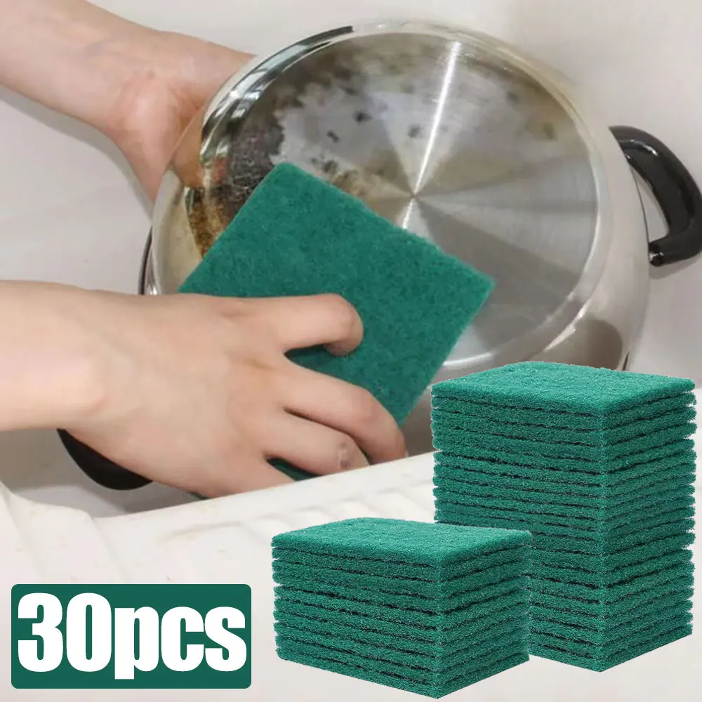 30PCS Heavy Duty Scour Pads Sponge Dish Scrubber Non-Scratch Reusable Household Scrub Pads for Kitchen Dish Cleaning Tool