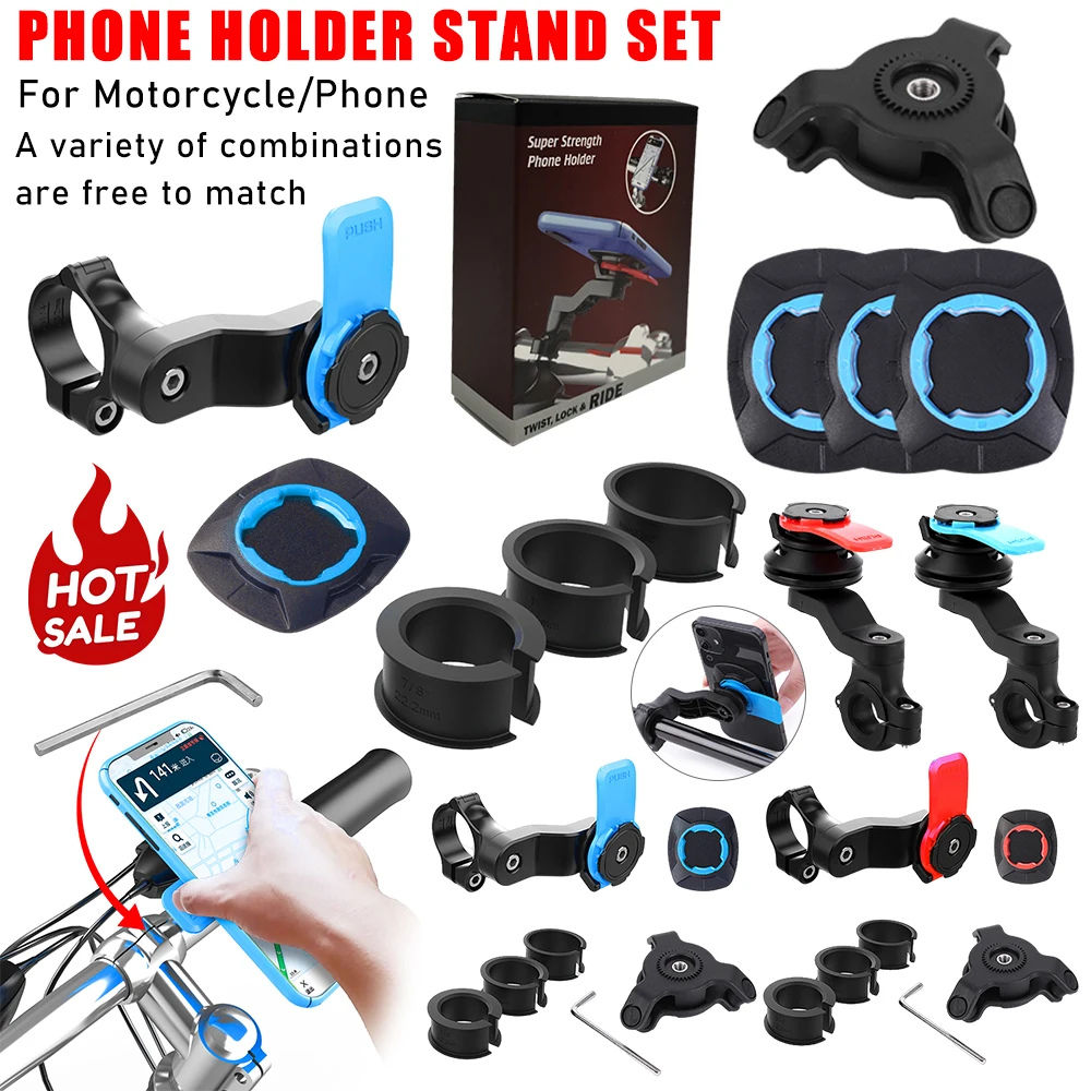 Motorcycle Handlebar Phone Holder 360°Bicycle Quad Lock Bracket Security Navigation Support Mount Moto Anti-Shock Phone Brackets