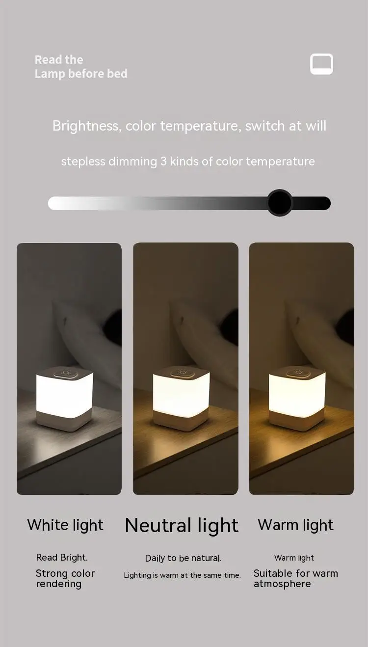 Lámpara LED de mesa magnética recargable por USB, dispositivo conmutable de tres colores, lámpara de pared portátil, batería de larga duración, luz nocturna de cabecera