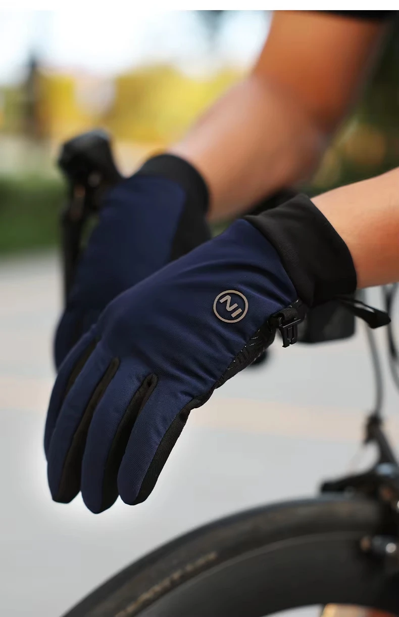 INBIKE Winddichte Fleece-Herren-Fahrradhandschuhe, warm, Vollfinger-Touchscreen, stoßdämpfend, rutschfest, lange Finger, Rennrad – Detail 10
