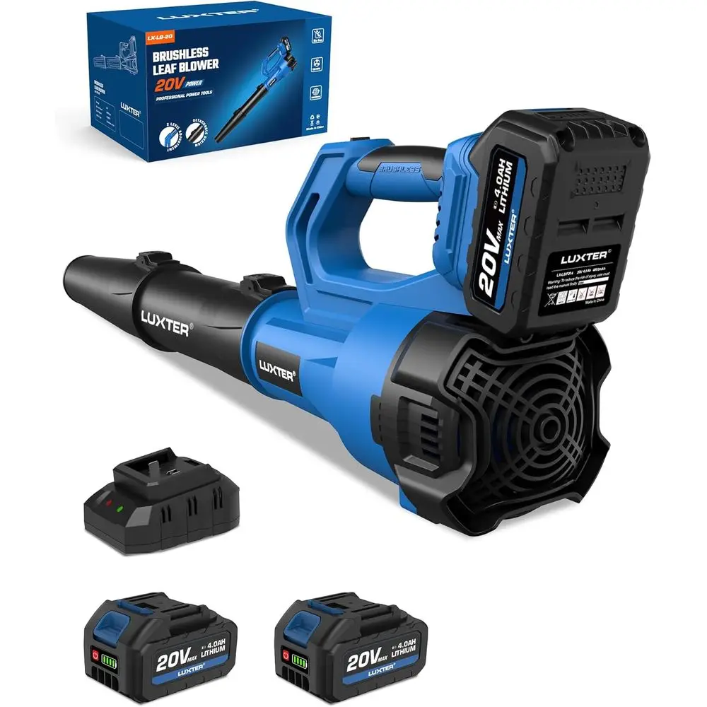 

Cordless Leaf Blower 320 CFM & 120 MPH 20V Brushless Electric Leaf Blowers 2-Levels Variable Speed with 2 X 4.0Ah Battery and Ch