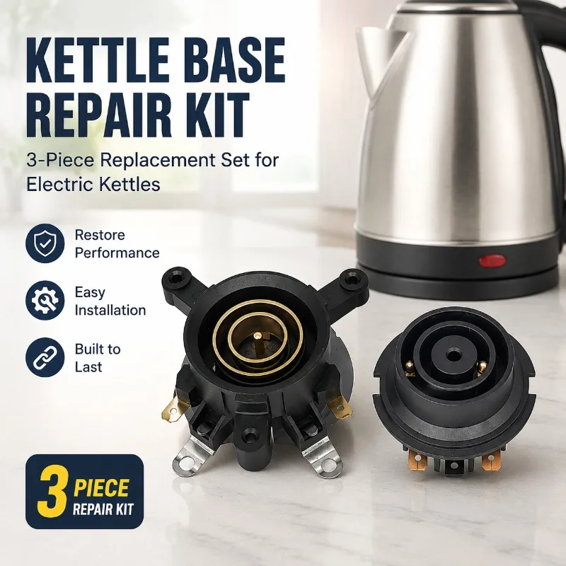 Electric Kettle Replacement Parts Base Switch Connector Coupler Socket Three-piece Repair Kit Quick Heating Pot Fitting Power