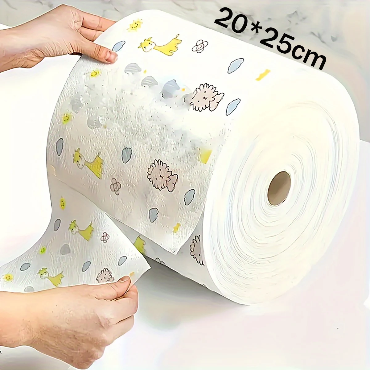 1 Roll Disposable Kitchen Paper Lazy Printed Rag Cartoon Style Cleaning Cloths Non-woven Fabric Scouring Pad Cleaning Supplies