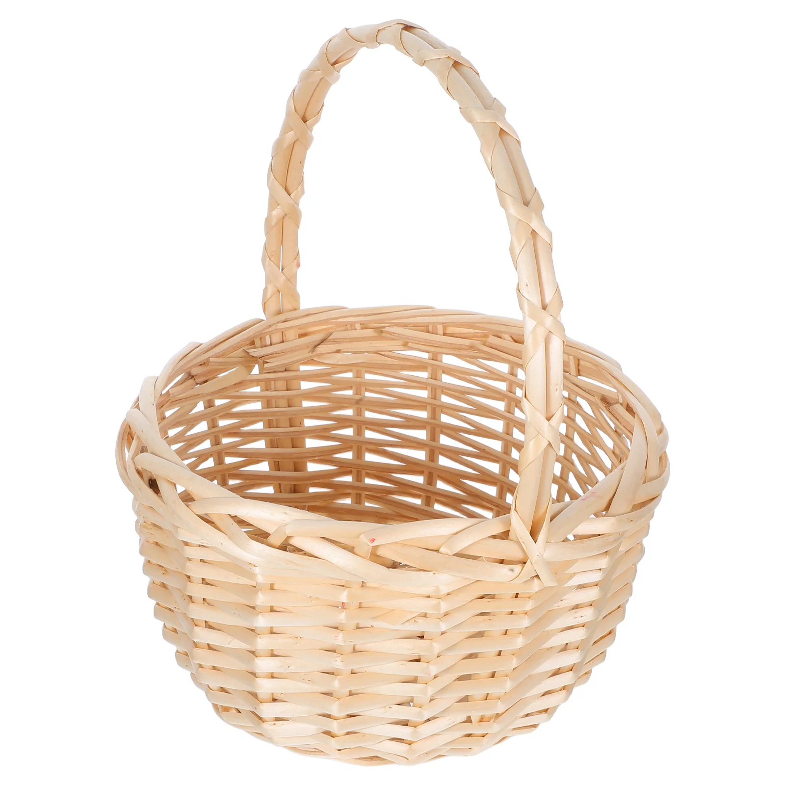 

Round Handmade Willow Basket Lightweight Rattan Fruit Container for Picnic Easter Celebrations Vegetable Storage Decorative Use