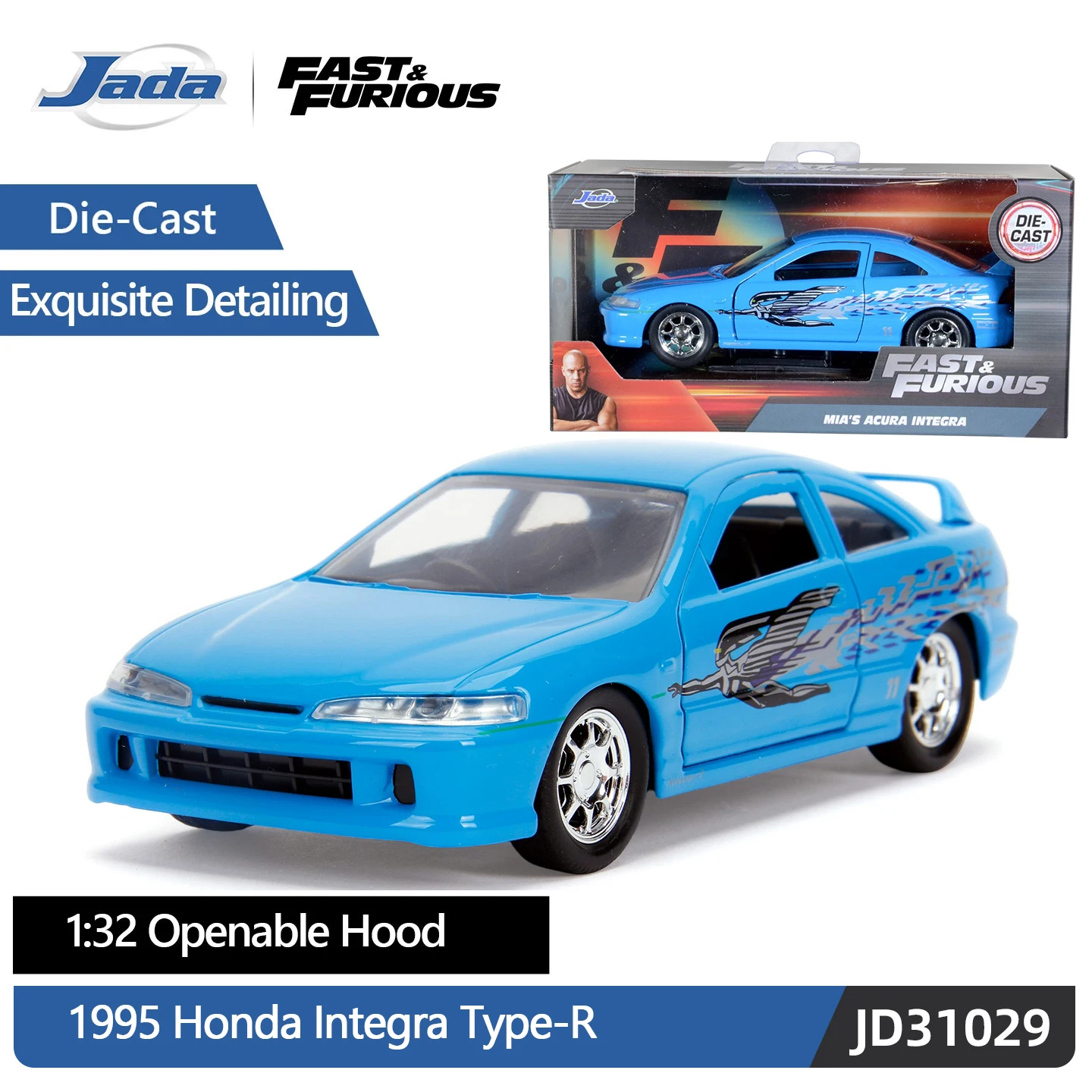 JADA 1:32 Fast & Furious 1995 Honda Integra Type-R DieCast Model JD31029