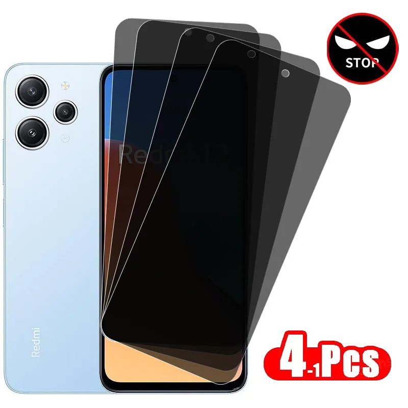 Privacy Screen Protector For Xiaomi Redmi 12 Tempered Glass Redmi 12 Anti-spy Protective Phone Anti Peeping Film For Redmi 12