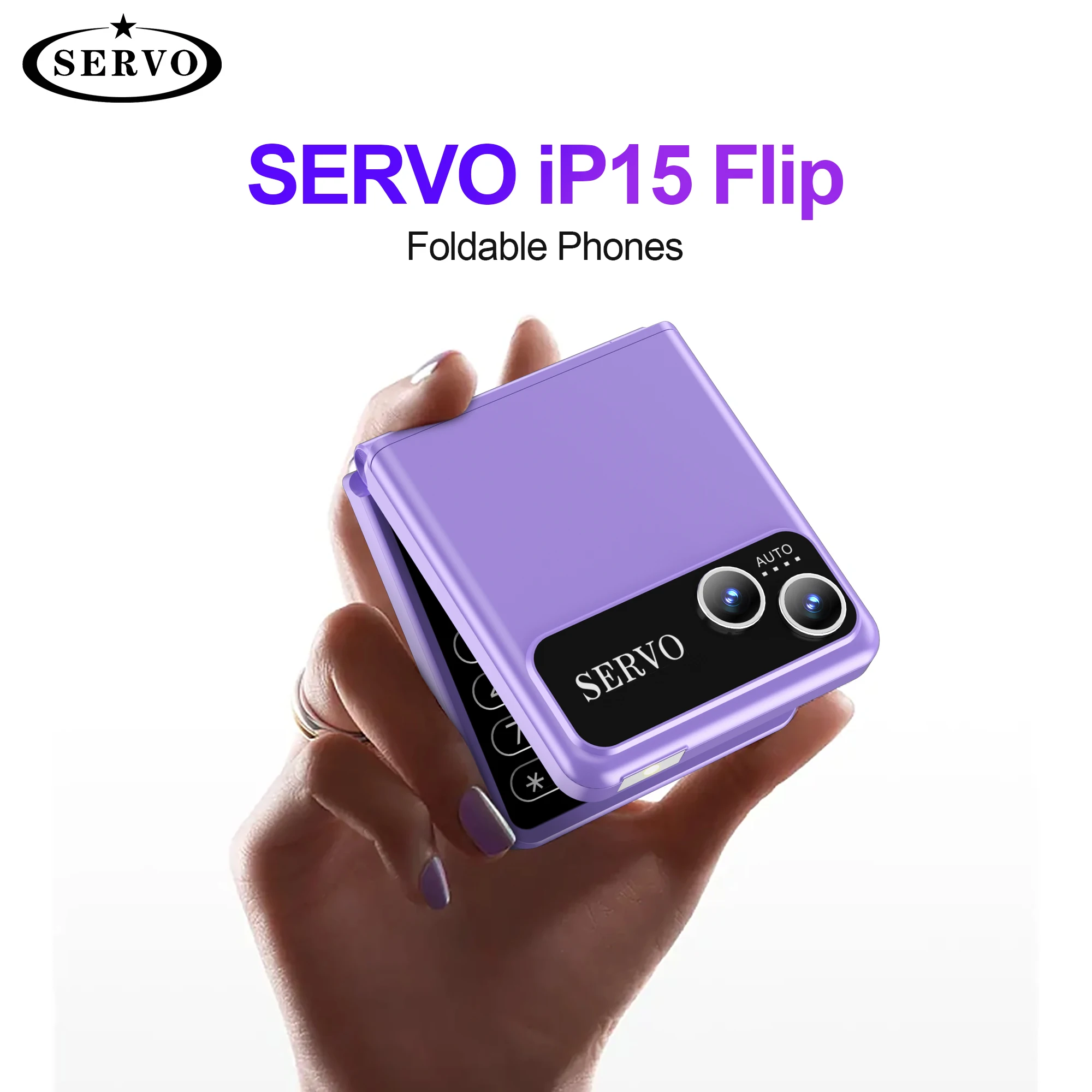 SERVO iP15 Flip Four SIM Fold Mobile Phone 2.4 Inch Screen Auto Call Record Music Player Speed Dial FM Blacklist 180° Flip Phone