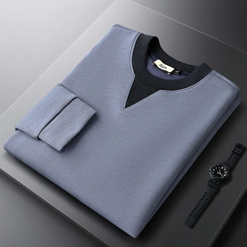 

Light luxury men's modal round neck sweatshirt long-sleeved slim top base layer thick sweatshirt to keep warm