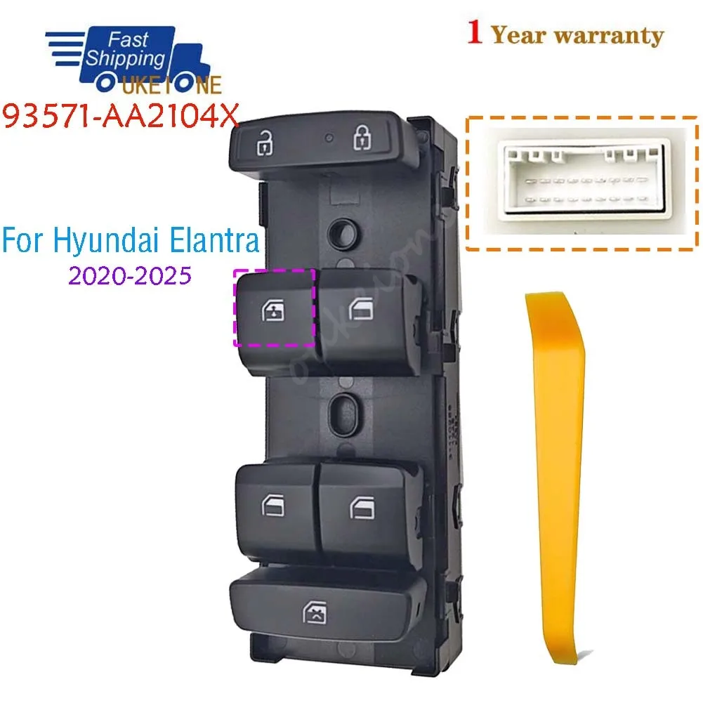 

93571-AA2104X Для Hyundai Elantra 2020-2025 Передний левый главный переключатель стеклоподъемника со стороны водителя, кнопка управления электроприводом стеклоподъемника