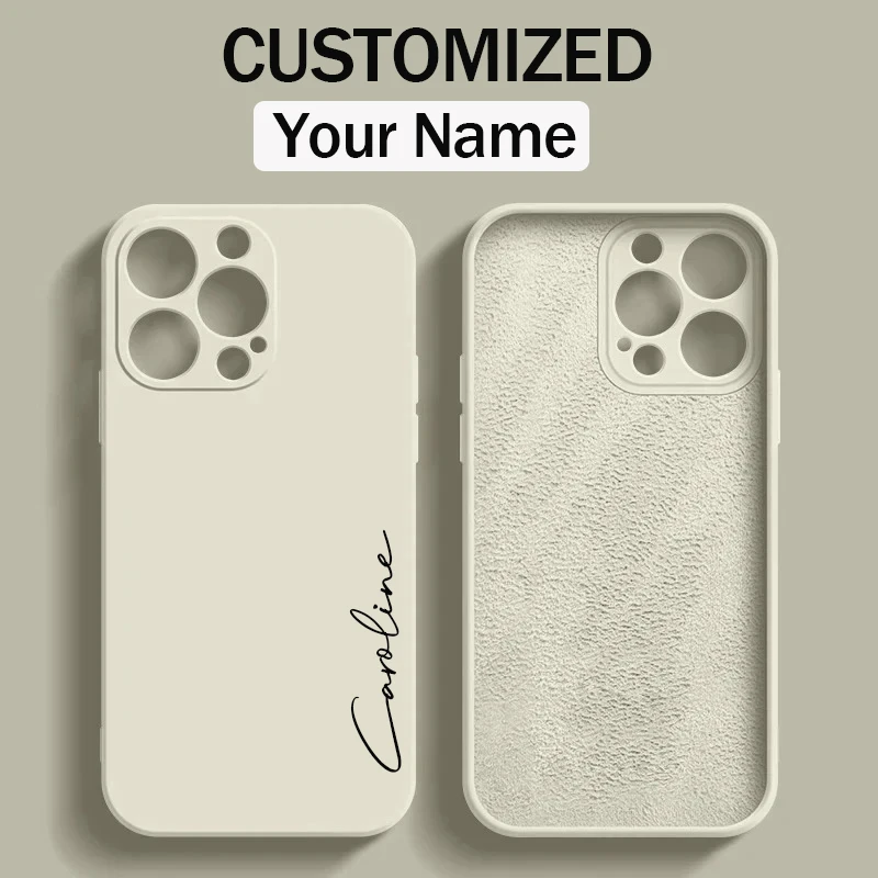 Customized Personalized Name Luxury Original Initials Soft Liquid Silicone DIY Case For Iphone 15 14 13 12 11 Pro Max Plus Cover