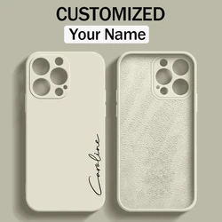 Customized Personalized Name Luxury Initials Soft Liquid Silicone DIY Case For Iphone 17 16 15 14 13 12 11 Pro Max Plus Cover