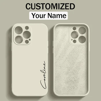 Funda DIY de silicona líquida suave con iniciales originales de lujo con nombre personalizado para Iphone 15 14 13 12 11 Pro Max Plus