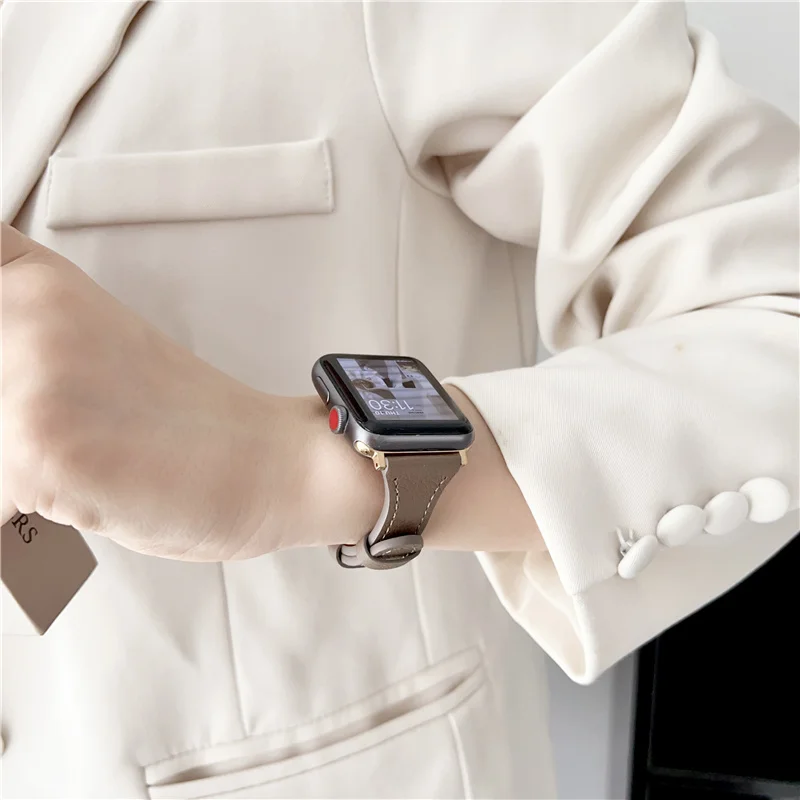 Leather strap For Apple watch band 44mm 45mm 41mm 40mm 49mm 42mm 38mm 45 44 mm correa bracelet iWatch series 3 4 6 SE 7 8 ultra