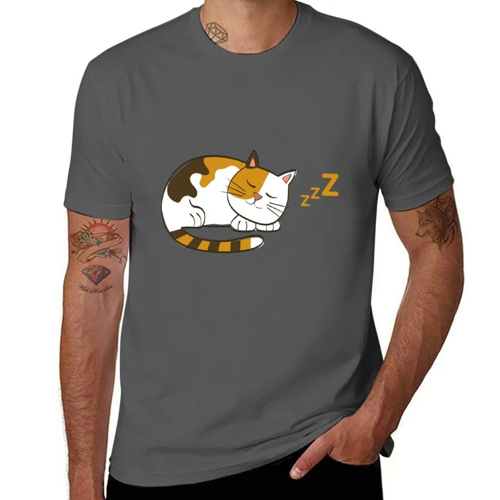 

Calico Sleeping T-Shirt Casual Basic Street Style T-Shirt