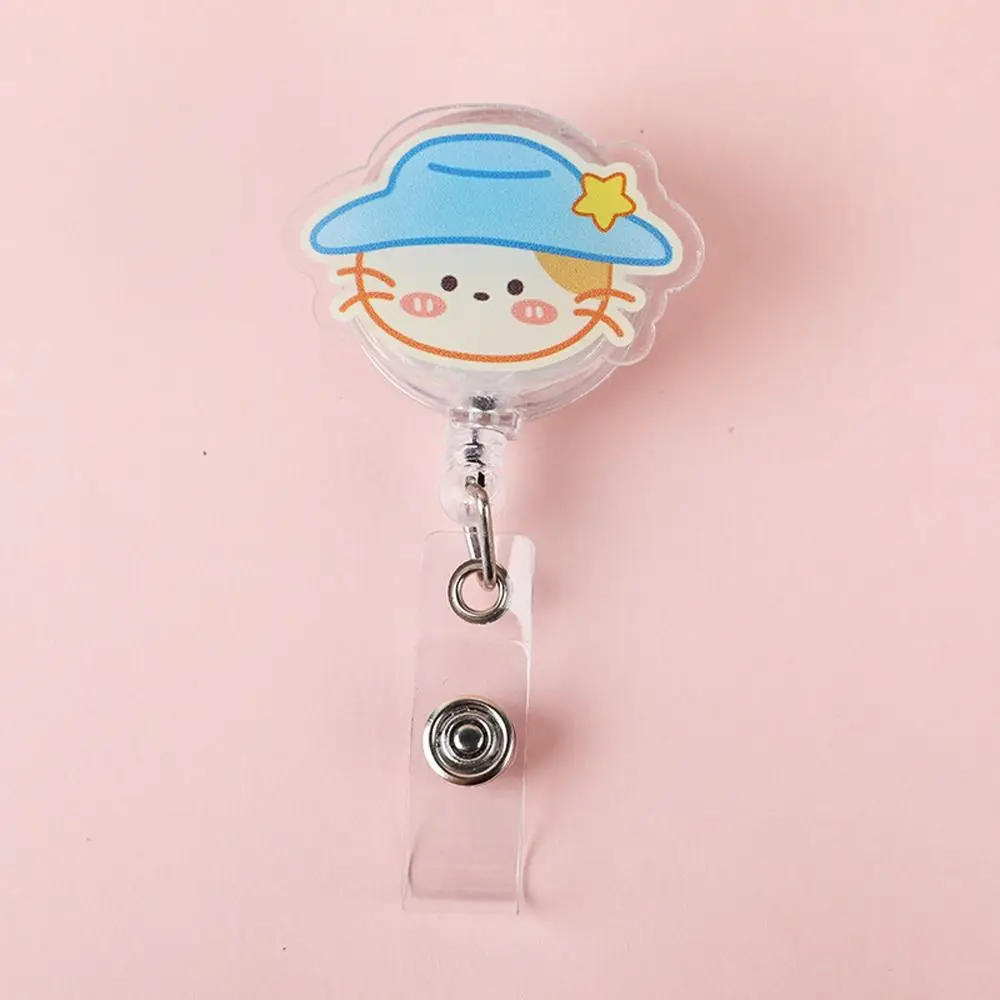 

Easy To Pull Badge Holder Clips Cute Colors Name Card Retractable Badge Reel Acrylic Exhibition Enfermera ID Card Holder