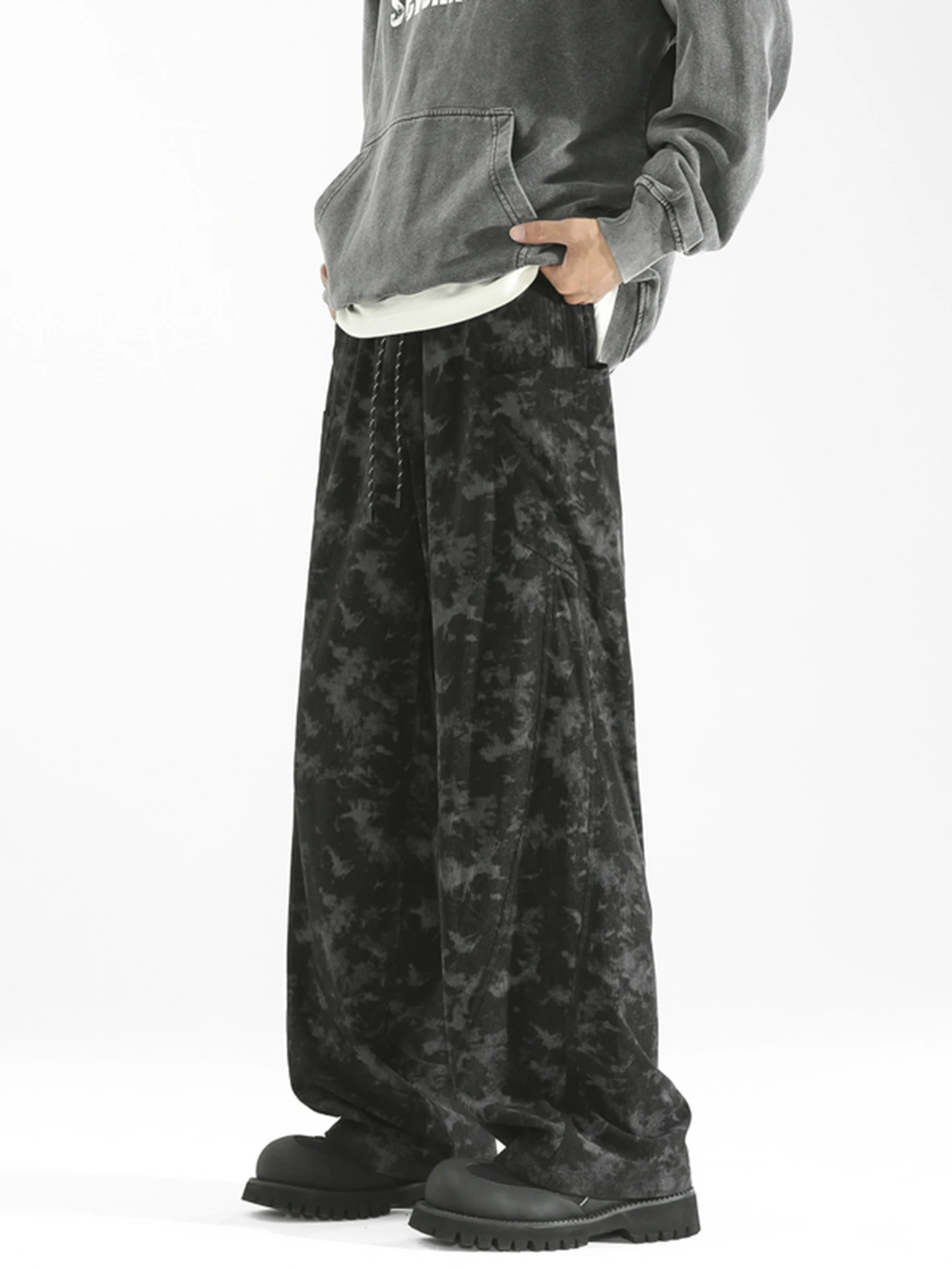 

Мужские вельветовые брюки с эффектом тай-дай, осенние, в американском ретро-стиле, модные, свободные, прямые, для молодежи, энергичные