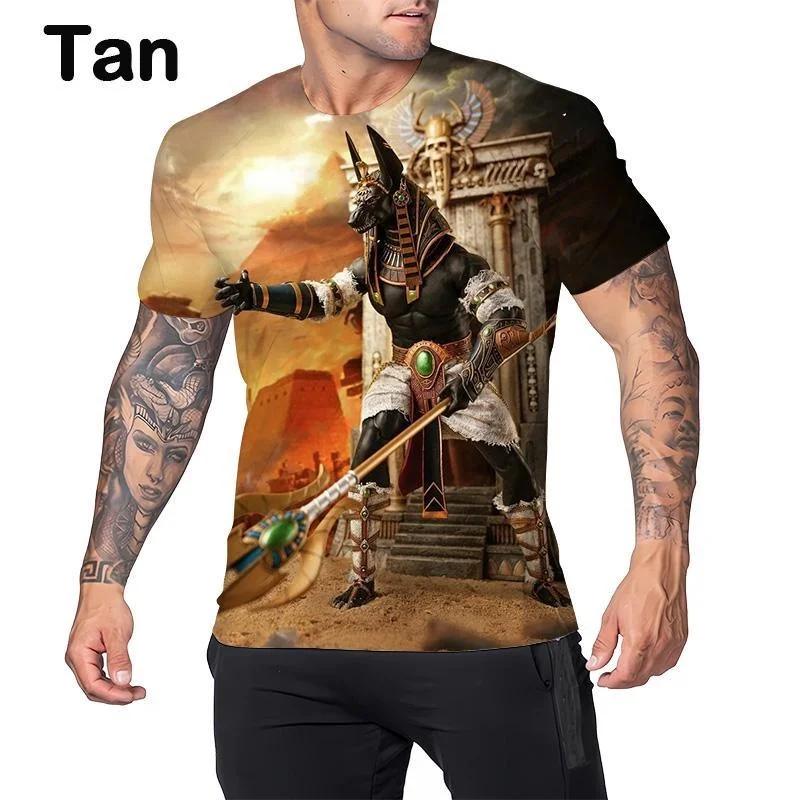 Fashion Personality Short Sleeve Egypt 3D Anime Anubis Printing T Shirt Street Cool T-shirt Casual Tops