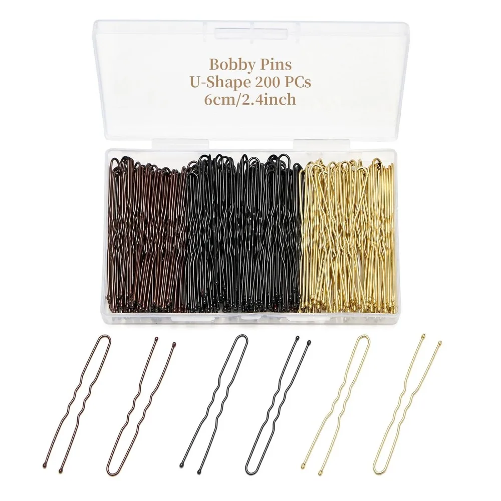 

200 шт. 2,4-дюймовые U-образные заколки для волос, смешанные металлические заколки для волос, аксессуары для волос для женщин, стилистов, палочки для волос для девочек