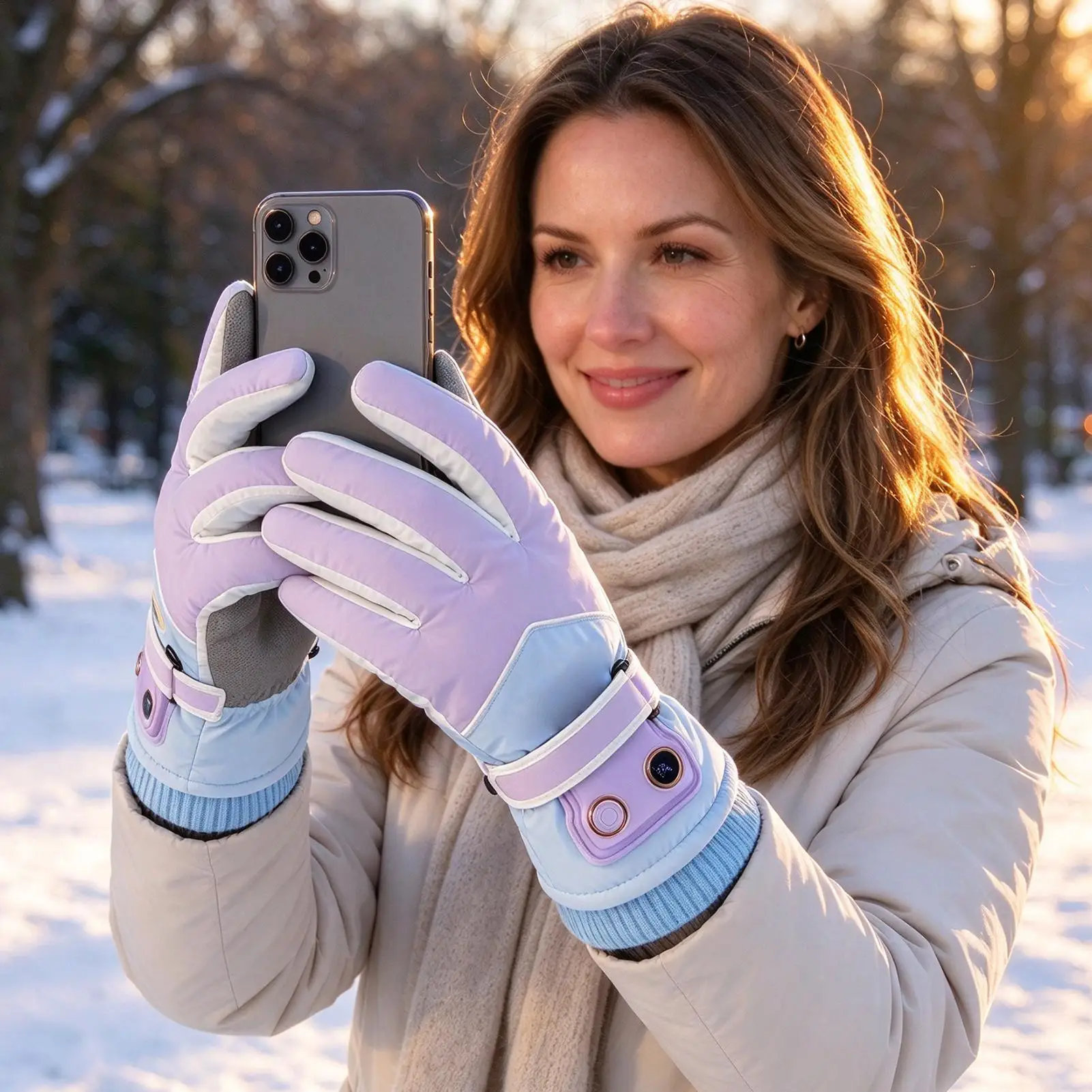 Heated Gloves 3 Levels Touchscreen Waterproof Mitten 1200mAh Battery Rechargeable Ski Gloves For Cycling Hiking Travel Driving
