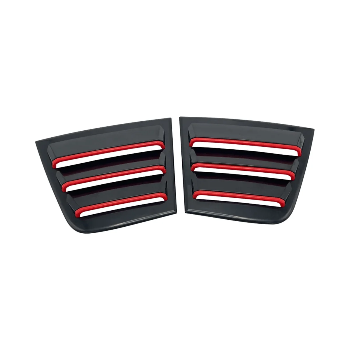 

Car Exterior Side Vent Rear Side Window Panel for Dodge Warhorse 2011-2021 Blinds Glossy Black Lacquer + Red Trim