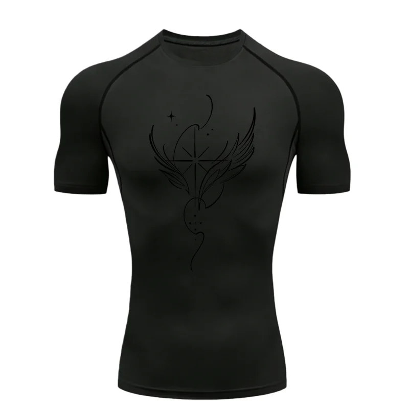 Stars and Wings Design 2026 Men's Sports T-shirt Training Fitness Compression Rashgard Tops Quick Dry Short Sleeve T-Shirt