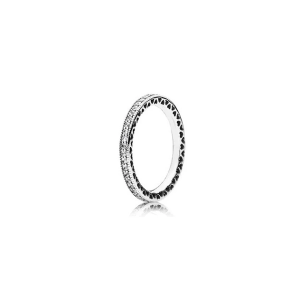 Silver Plated Women Stackable Ring Engagement Wedding Fashion Rings Anniversary Gift Luxury Sparkling Pave CZ Polished Lines