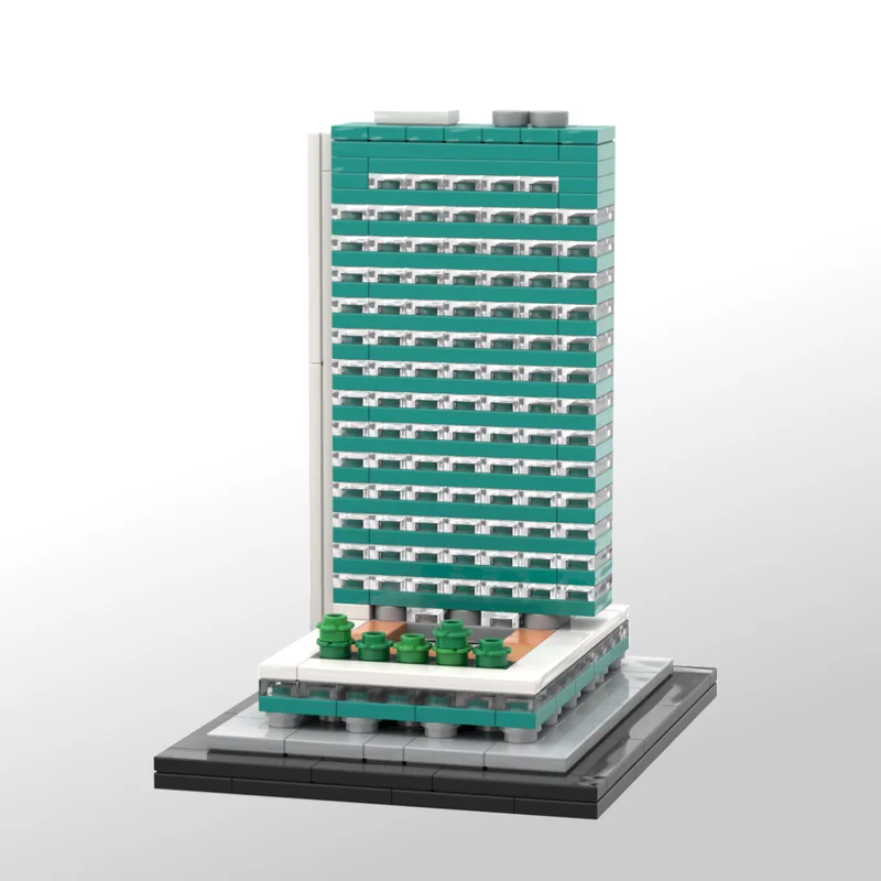 1:800 Scale New York Lever House MOC Building Set - โมเดลสถาปัตยกรรม 34 ชิ้น, ของเล่นประกอบสร้างสรรค์, ของขวัญวันหยุดในอุดมคติสําหรับ