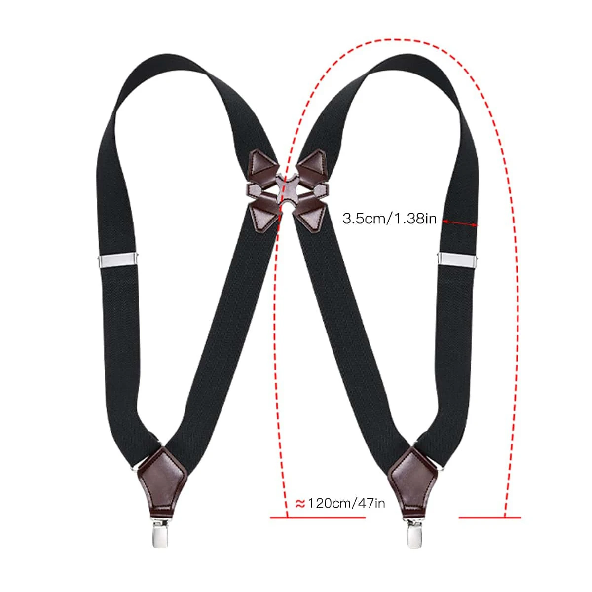 حمالة الورك كليب للرجال ، الثقيلة ، طويل القامة كبير ، قابل للتعديل مطاطا بنطلون الأقواس ، حزام حزام ، هدايا أبي ، الزوج ، 3.5 سنتيمتر ، 2 مقاطع