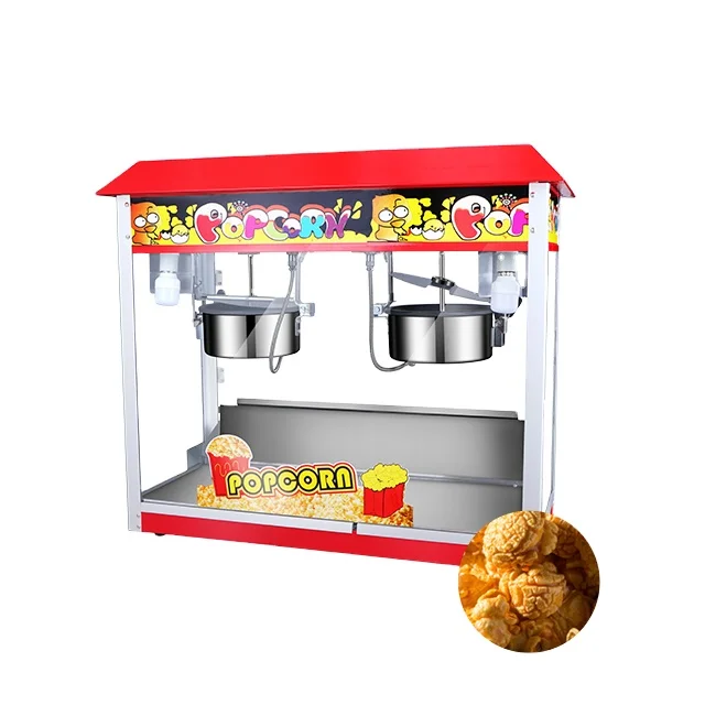 

Electric Commercial Two-pot Popcorn Machine Automatic Caramel Popcorn Maker