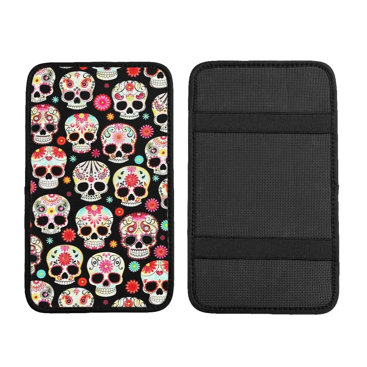 Sugar Skulls -Calavera - Dia De Muertos Car Accessories Car Handrail Box Cushion Custom Print Non-slip Car Armrest Cover