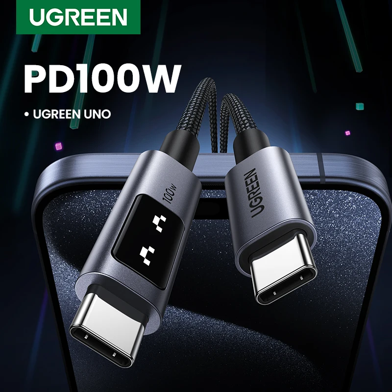 UGREEN UNO PD100W Fast Charge USB C Cable for iPhone 16 15 Type C to Type C Data Cord for Samsung Xiaomi Fast Chaging Cables