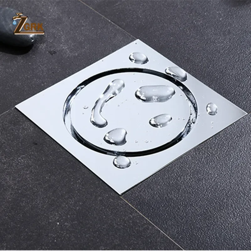 ZGRK Brass Invisible Floor Drain Tile Insert Square Floor Waste Grates Bathroom Shower Drain Odor-proof