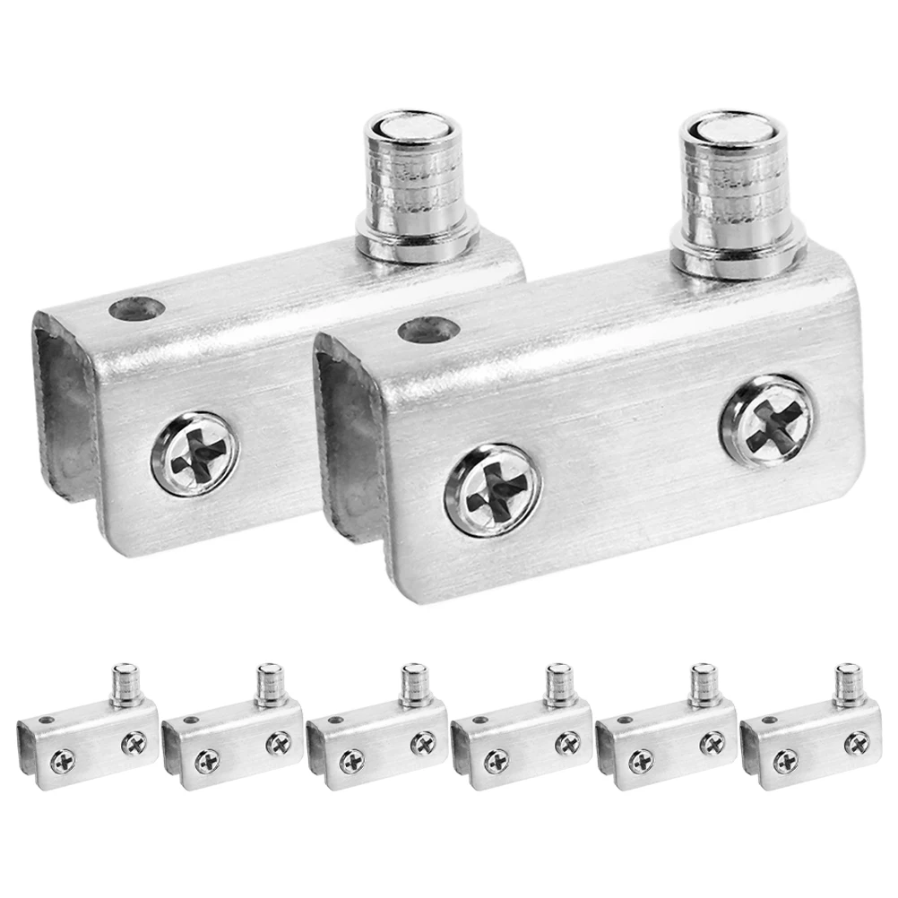 

8 Pcs Glass Door Hinges Stainless Steel Clamp Pivot 5 7mm Thick Glass Furniture Accessories Shower Door Latch Metal Catch